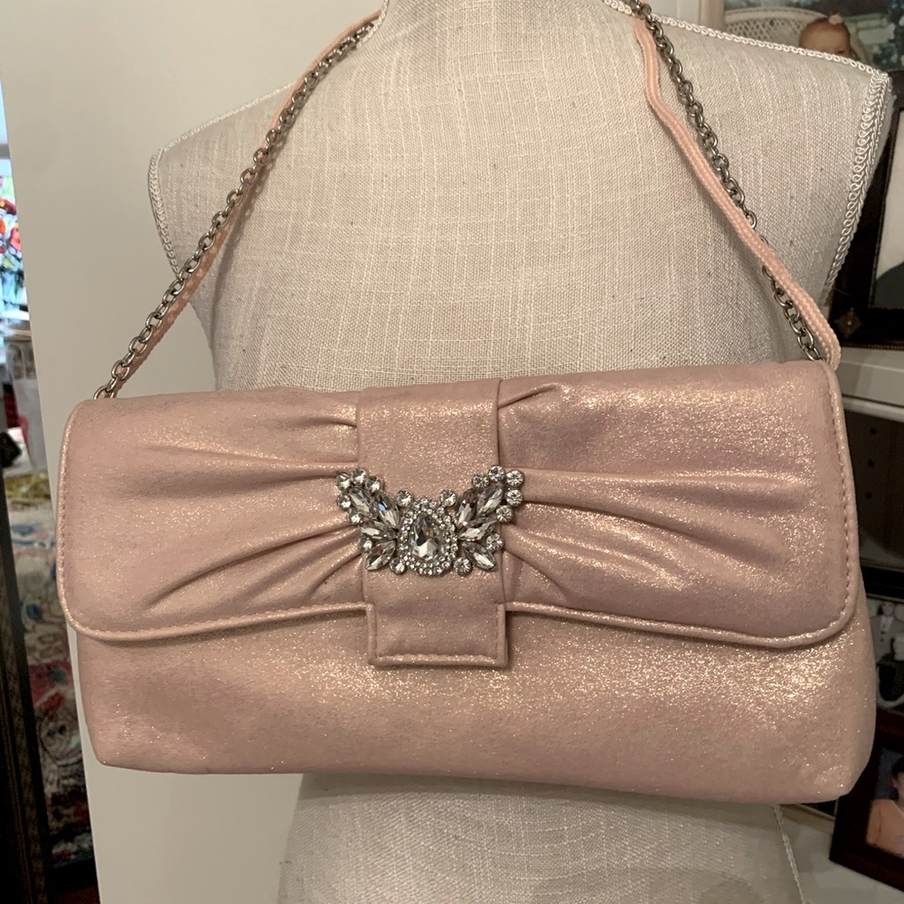 🩷KATE LANDRY PINK BUTTERFLY ENCRUSTED EVENING CLUTCH!NWOT EXCELLENT CONDITION! - Picture 4 of 12